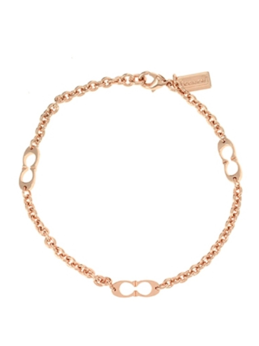Coach Kissing Signature Chain Bracelet Rose Gold Interlocking C Logo